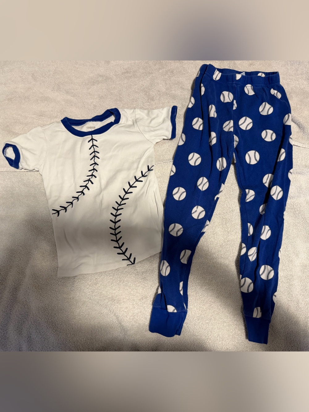 Gymboree White & Blue Baseball Print Leggings Set